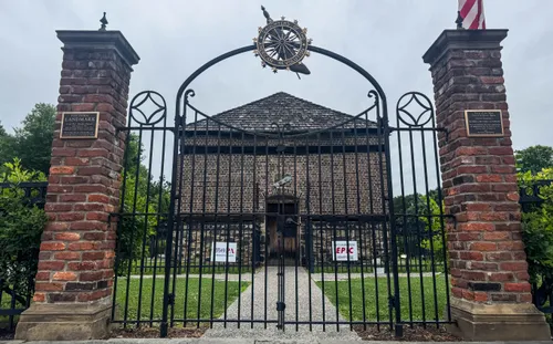 The iron gate entrance to the Fort Pitt Block House, constructed in 1764