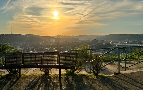 Sunrise over the Ohio River as seen from the overlook platform
