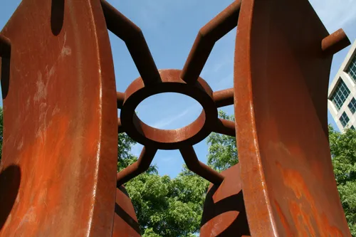 Closeup of a sculpture in the park's south section