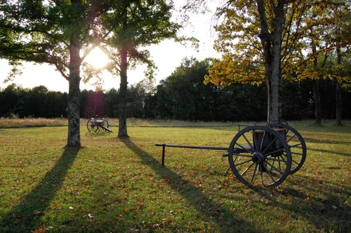 A late afternoon in the park, with sunlight filtering through autumn foliage
