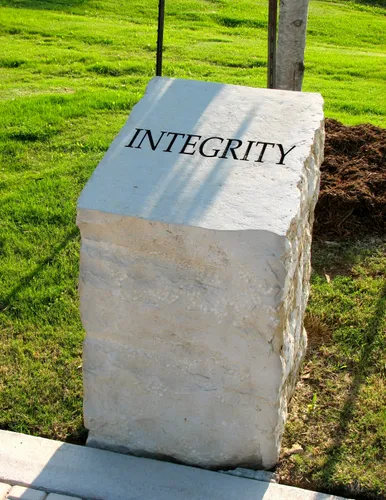 One of several inscribed stones along the central walkway