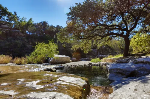 Limestone formations and the clear waters of Bull Creek