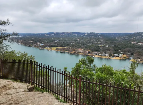 Protective railing along the edge of the famous lookout