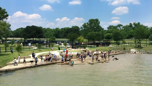 A view of the dog park at the lake's northern shore