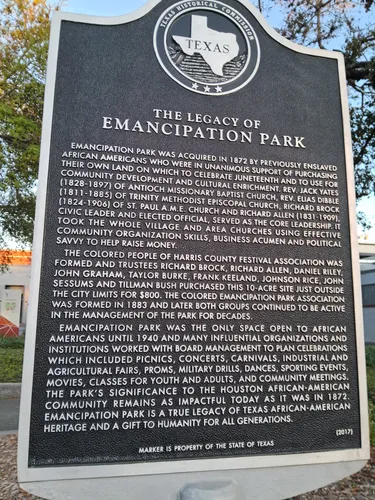 The Legacy of Emancipation Park historical marker