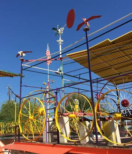 Colorful contraptions and folk art installations