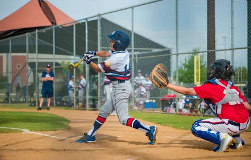 A baseball game is underway at one of the park’s ballfields