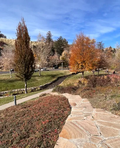 A stone path leads down from the Meditation Chapel