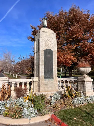 One of the Memory Park pillars along Canyon Road on the park's western edge
