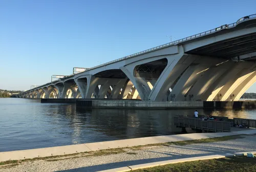 Woodrow Wilson Bridge's distinctive architecture above the Potomac River