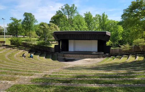 Dogwood Dell Amphitheater's stage seen from across the seating area