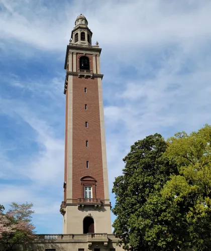 The World War I Memorial Carillon rises 240 feet above the surrounding trees