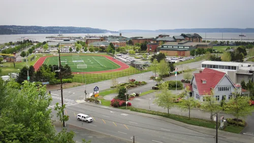 Scenic westward view overlooking Everett's waterfront and Possession Sound