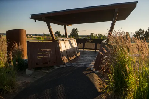 The observation deck at sunset