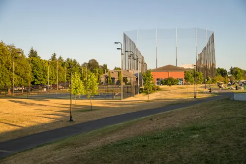 Wide pathway near the tennis courts