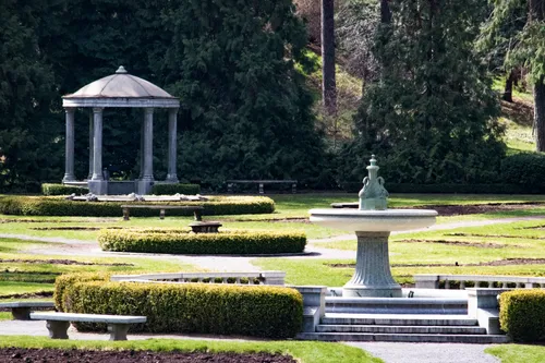 Elegant gazebo and fountain create focal points in Duncan Garden
