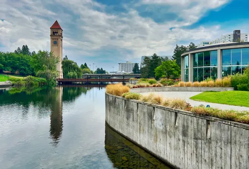 The Great Northern Clocktower stands tall beside the calm river