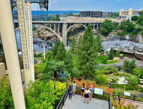 Visitors looking down into the gorge