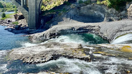 Water rushes down into the river gorge