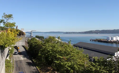 Looking north over the Thea Foss Waterway from the park's elevated position