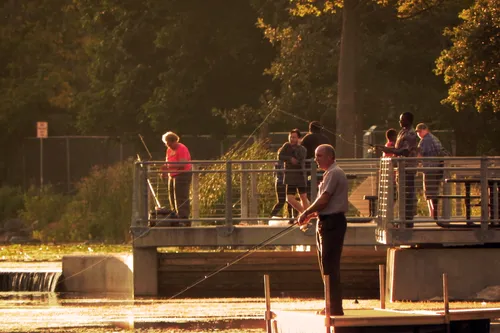 Fishing at the Wingra Dam on a peaceful evening