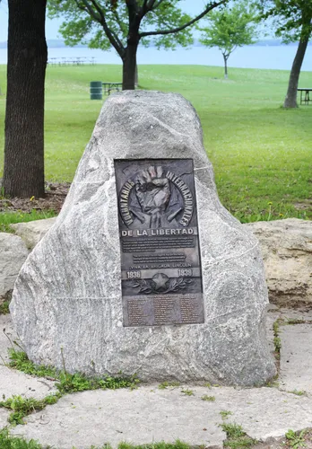 Memorial stone honoring the Abraham Lincoln Brigade volunteers from the Spanish Civil War