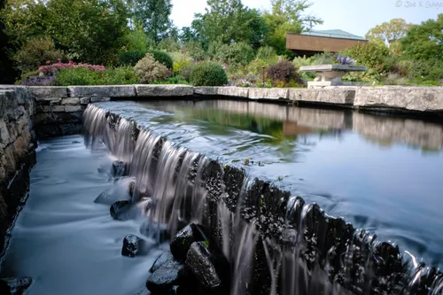 Cascading water feature creates a peaceful soundscape