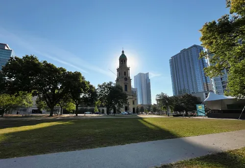 Cathedral of St. John the Evangelist casts a dramatic shadow